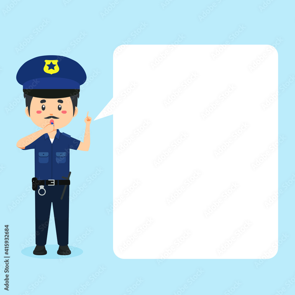 Police Character  with Speech Bubbles