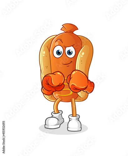 hot dog boxer character. cartoon mascot vector