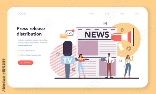 Press release web banner or landing page. Mass media