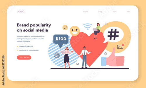 Social media web banner or landing page. Internet communication