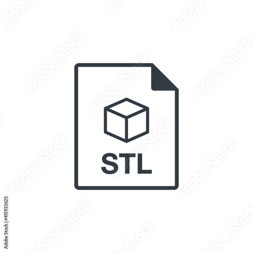 Black STL 3d line document file format icons set. Simple flat design vector infographic pictogram for app ads web website button ui ux interface elements isolated on white background