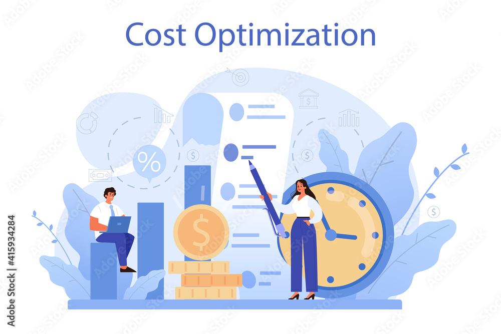 Cost optimization concept. Idea of financial and marketing strategy Cost optimization concept. Idea of financial and marketing strategy