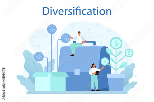 Business diversification concept. Risk management strategy, process of capital