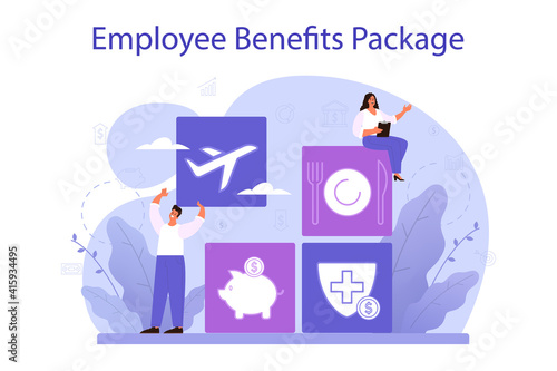 Employee benefits package concept. Compensation supplementing employee's