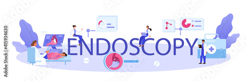 Endoscopy typographic header. Idea of health care and stomach