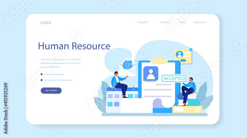 Personnel management web banner or landing page. Business recruitment