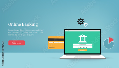 Landing page template of online banking concept vector illustration.