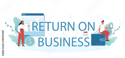 Return on business typographic header. Profitability of a business project