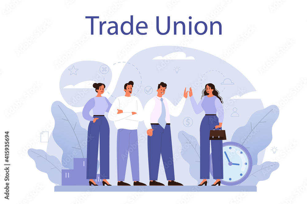 Trade union concept. Employees care idea. Employees wellbeing Stock Vector Adobe Stock