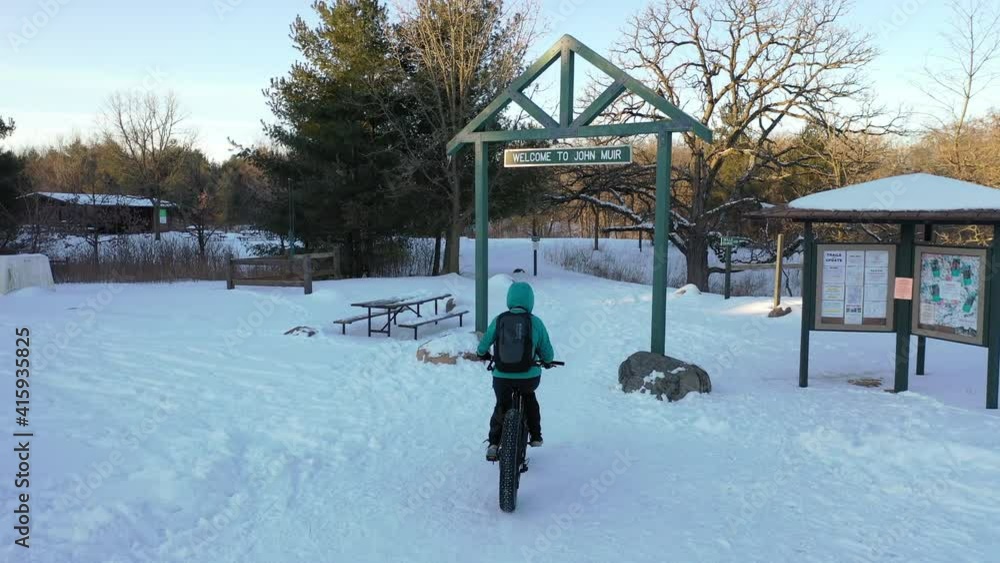An athlete riding a fat bike on John Muir Biking Trails in Kettle