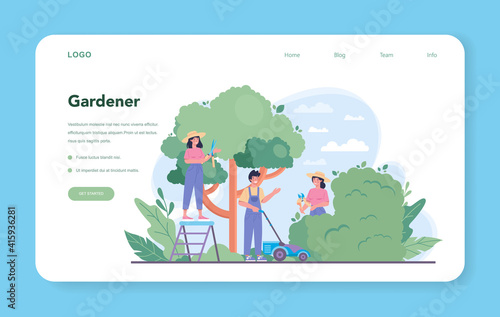 Gardener web banner or landing page. Idea of horticultural designer business