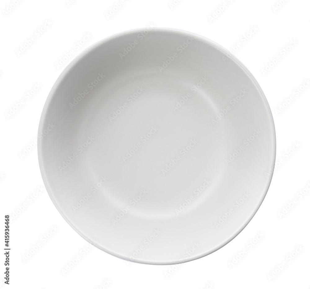 Clean empty ceramic bowl isolated on white, top view Clean empty ceramic bowl isolated on white, top view