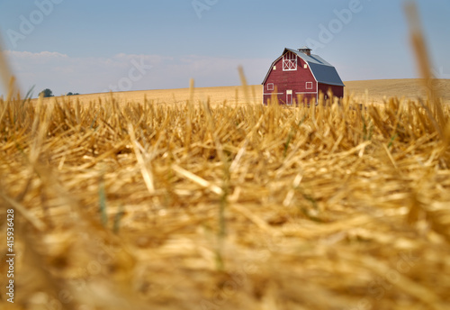 Photos Wheat Stubble and Red Barn