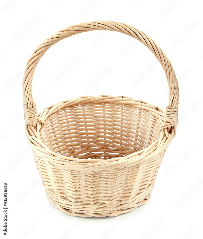 Light decorative wicker basket isolated on white Light decorative wicker basket isolated on white