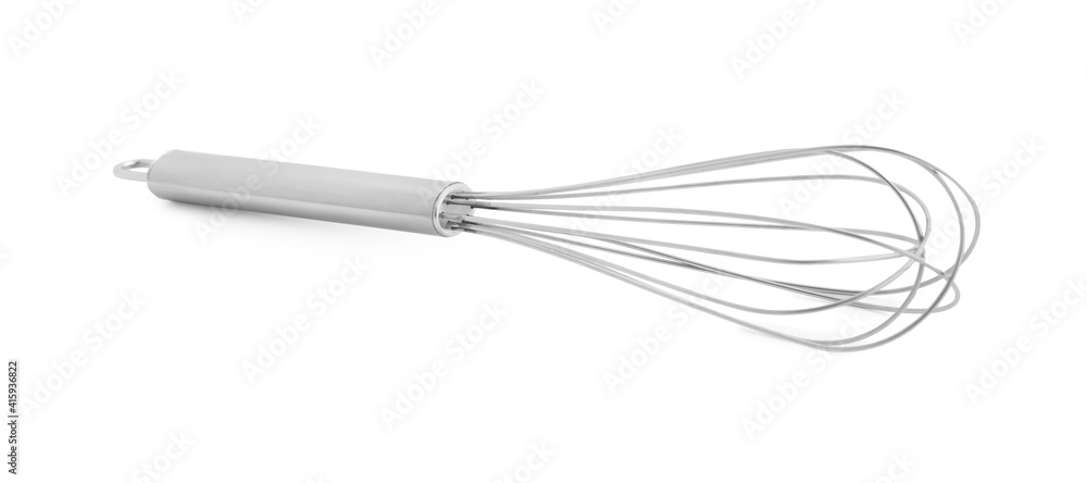 New metal balloon whisk isolated on white New metal balloon whisk isolated on white