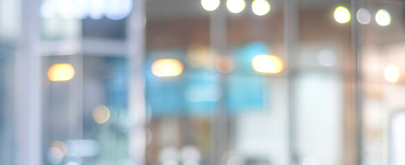 Blurred background : blur cafe with bokeh light background, banner, food and drink concept