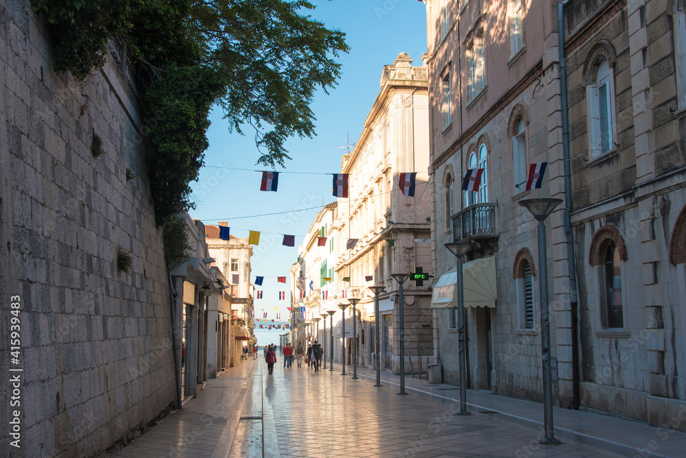 Croatia, Split. Uncrowded Marmontova Street early morning Old City.
