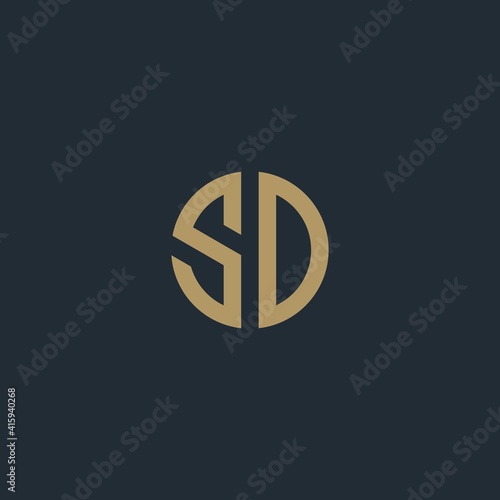 Elegant curve line vector logo type. SD letter logo design. Monogram linear creative fancy.