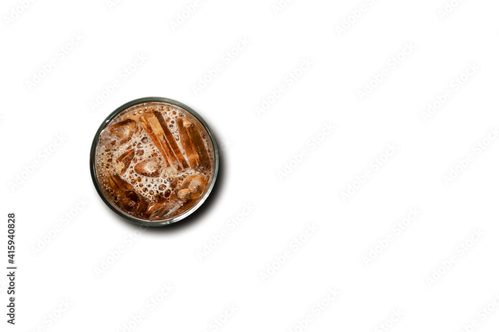 isolate glass of coffee with milk on white background