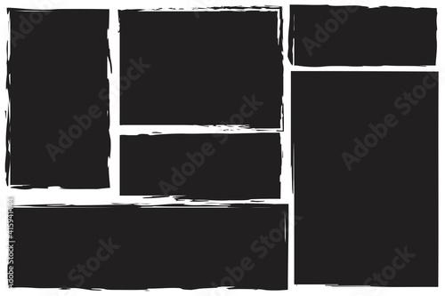 black grunge rectangles. Grunge texture. Vintage pattern. Vector design banner. Stock image. EPS 10.