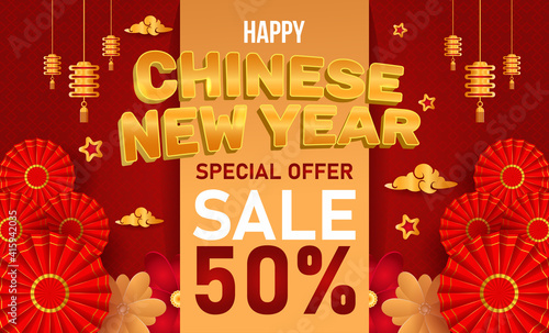 Happy chinese new year sale banner design