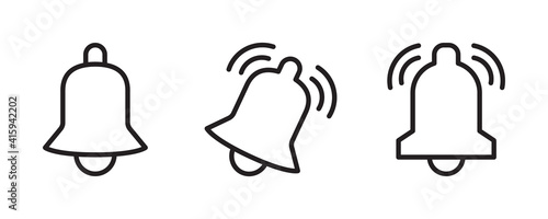 Bell, alarm, notification icon set. Vector graphic illustration. Suitable for website design, logo, app, template, and ui. 