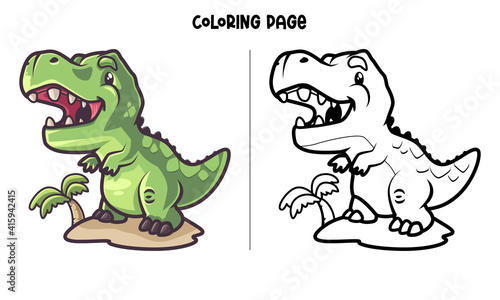 T-Rex Island Coloring Page and Book