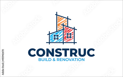 Illustration vector graphic of Construction, home repair, and Building Concept Logo Design template