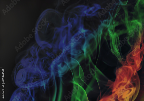 Burning incense, white smoke, black background, used as a worship background image, a sacred object of Buddhist beliefs, focus on the smoke.