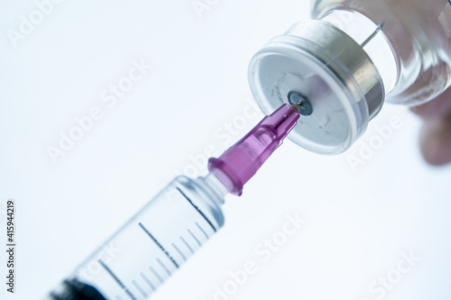 Coronavirus - 2019-nCoV or COVID-19 vaccine bottles for injection use only.