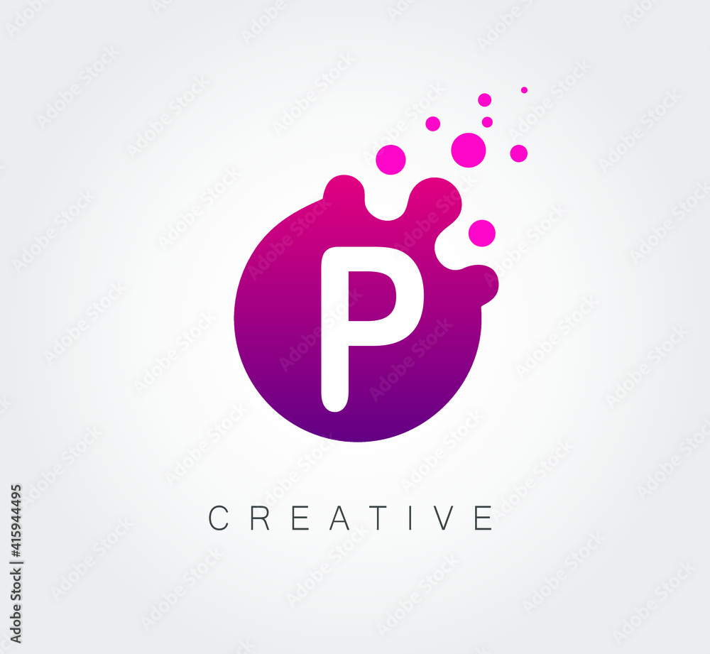 Dots Letter P Logo. P Letter Design Vector with Dots.