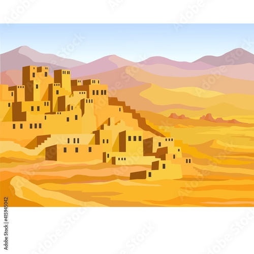 Animation Arab city. Vector illustration.