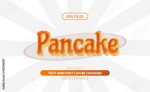 sweet breakfast pancake with honey yummy food editable text effect.