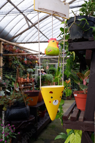 pots in a greenhouse
