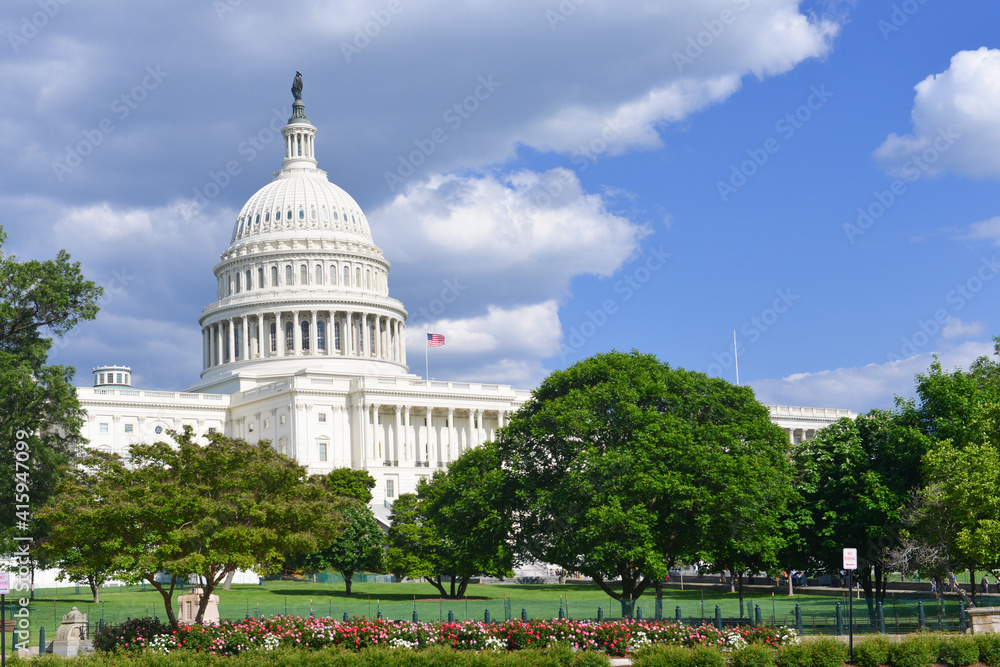 Naklejka premium U.S. Capitol Building on a cloudy day - Washington D.C. United States of America