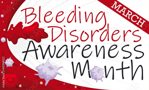 Blood with Cells and Label Promoting Bleeding Disorders Awareness Month Celebration, Vector Illustration