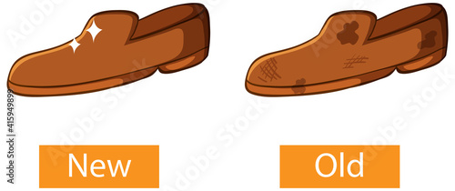 Opposite adjectives words with new and old