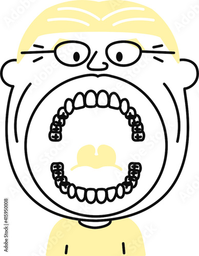 大人　シニア　28本　親知らずなし　歯列　口の中　イラスト