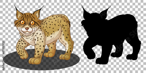 Lynx cartoon character with its silhouette