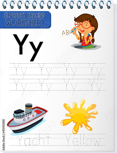 Alphabet tracing worksheet with letter Y and y