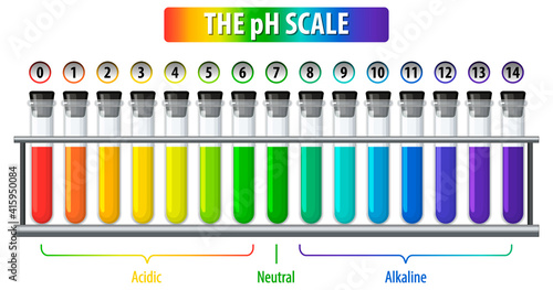 A pH scale on white background