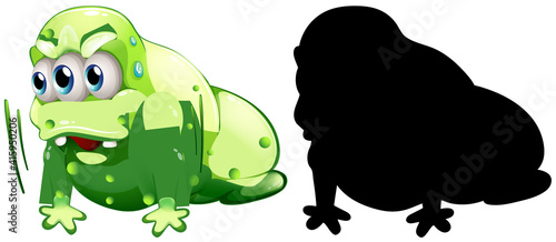 Green monster with its silhouette on white background