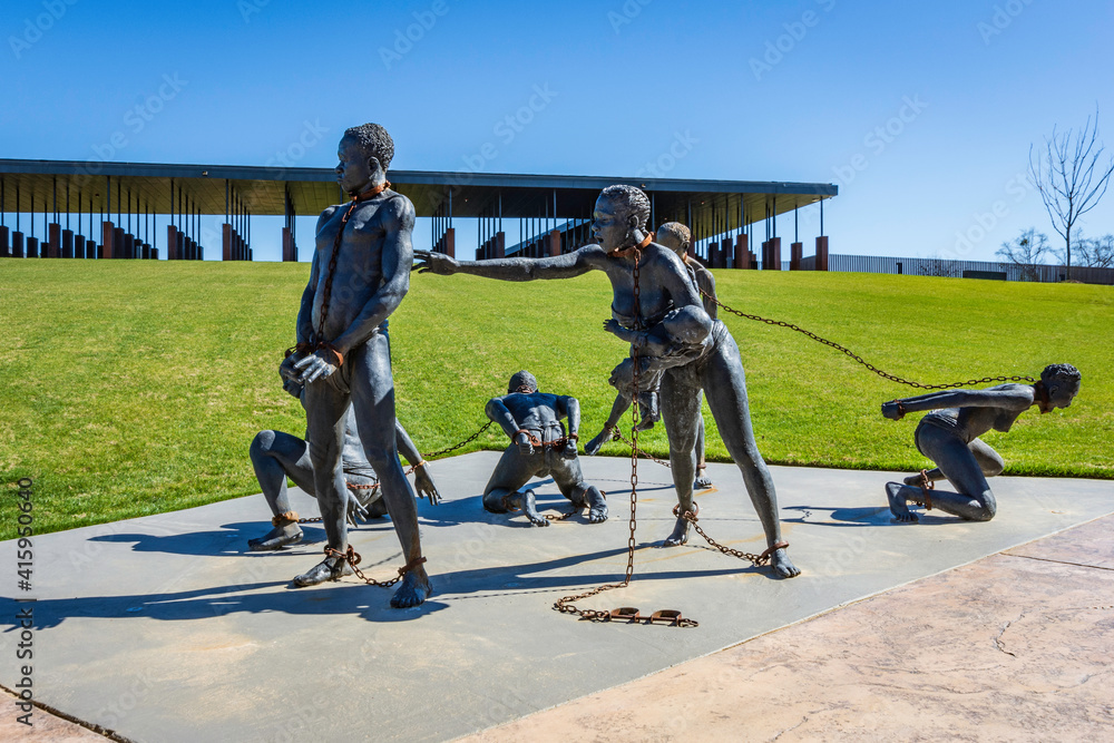 Sculpture by Kwame AkotoBamfo at the entrance of the National Memorial