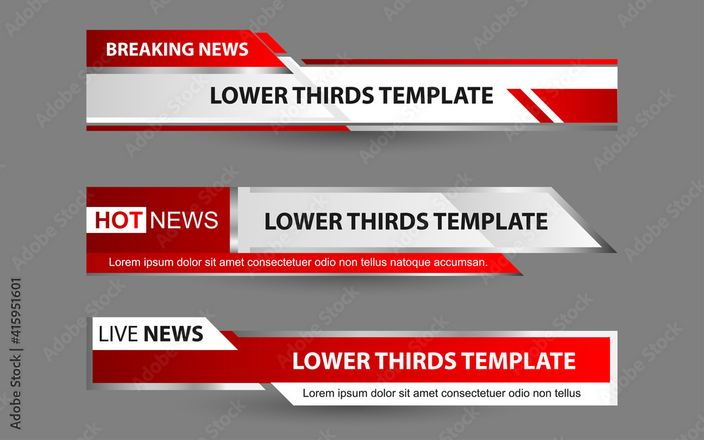 Fototapeta premium Set collection vector of Broadcast News Lower Thirds Template layout design banner for bar Headline news title, sport game in Television, Video and Media Channel