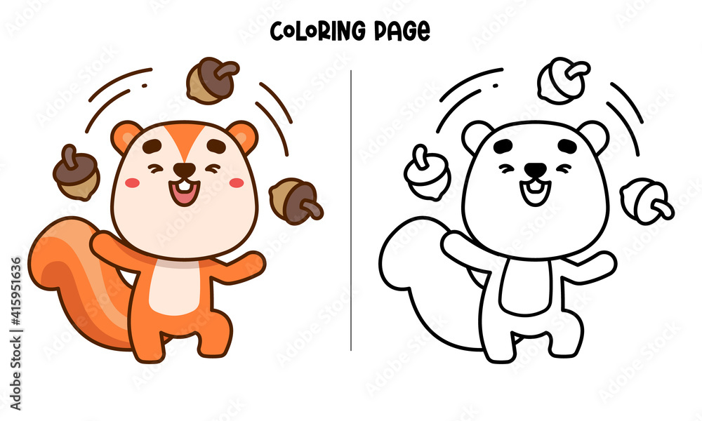 Squirrel Juggling Nuts Coloring Page and Book Squirrel Juggling Nuts Coloring Page and Book