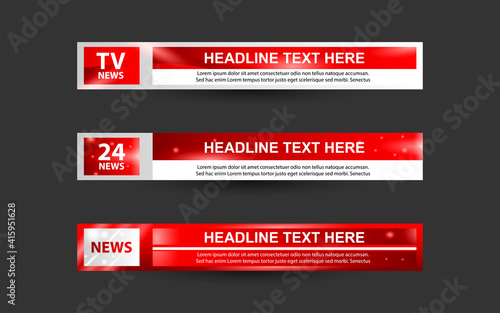 Set collection vector of Broadcast News Lower Thirds Template layout design banner for bar Headline news title, sport game in Television, Video and Media Channel