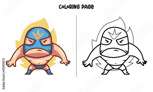 The Blue Mask Wrestler Coloring Page and Book
