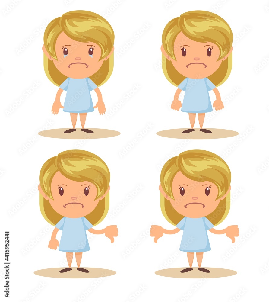 Little girl show disagreement with thumb down gesture. Small discontented school girl. Child shows gesture disapproval, dislike, discontent. Isolated over white background. Little girl show disagreement with thumb down gesture. Small discontented school girl. Child shows gesture disapproval, dislike, discontent. Isolated over white background.