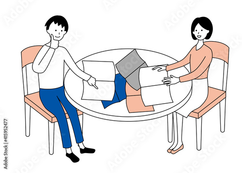 Couple, catalog, consultation, housing