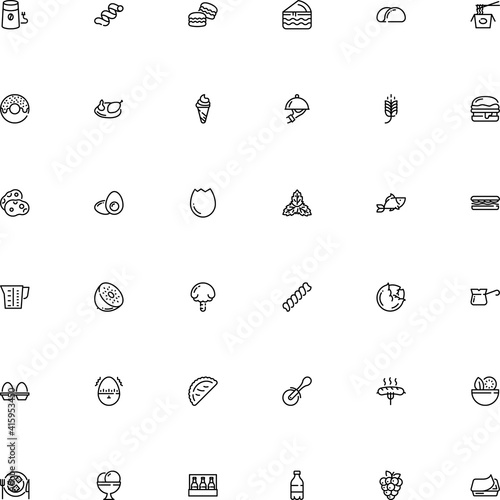 icon vector icon set such as: lager, take, chopsticks, cap, frankfurter, decoration, fried-egg, field, edible, service, bacterial, confection, yellow, chanterelle, take away, broken, stroke, ear